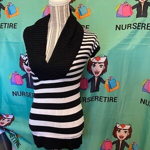Say What Elegant Black and White Striped Sweater